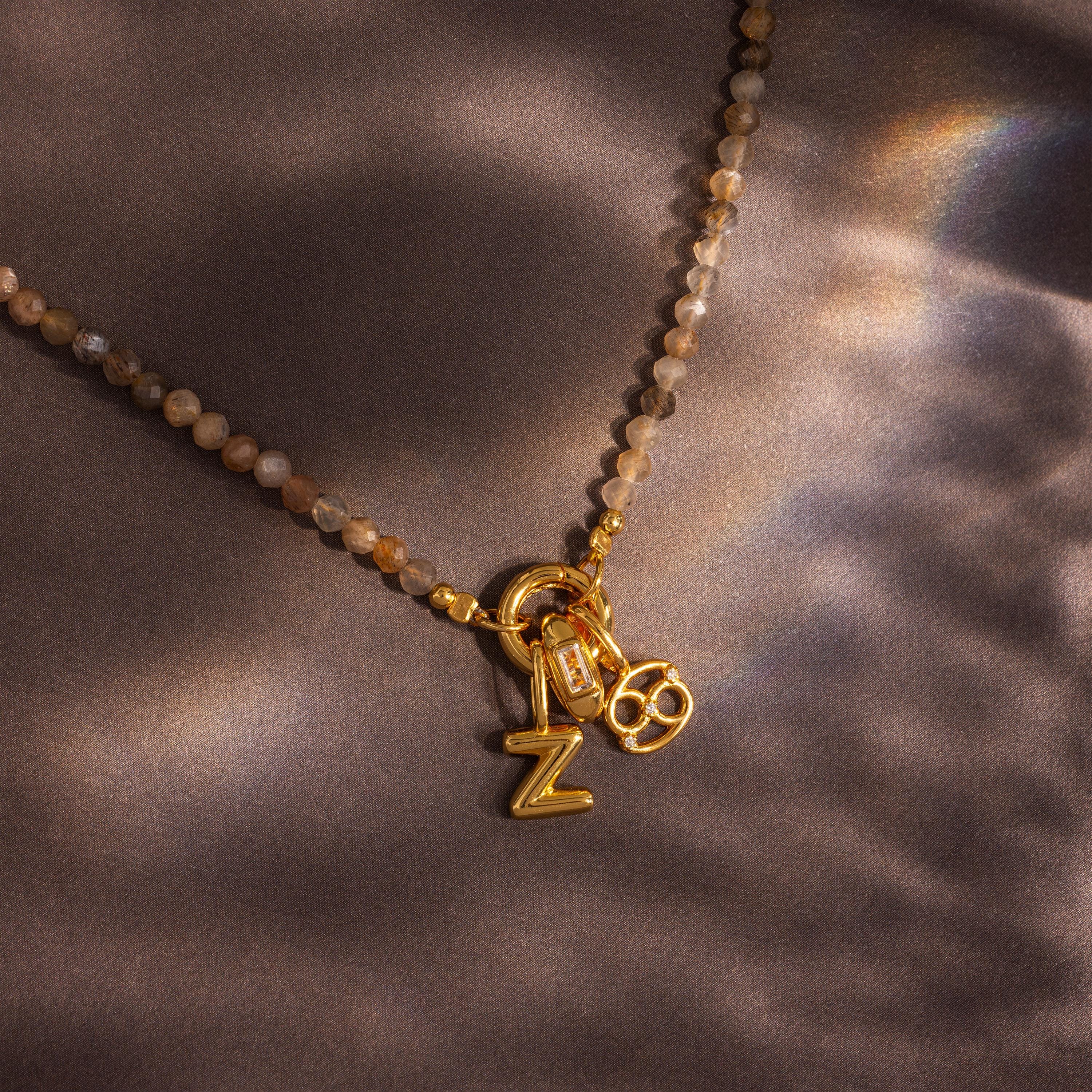 Sunstone Beaded Charm Necklace - Image 8