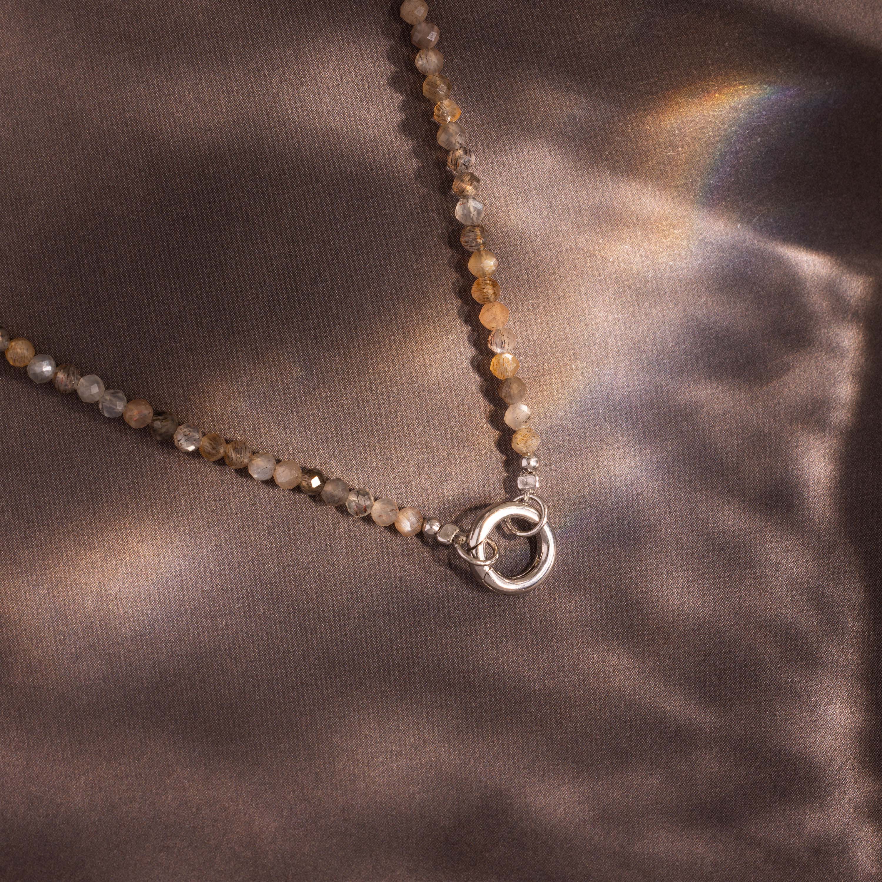 Sunstone Beaded Charm Necklace in Silver - Image 5
