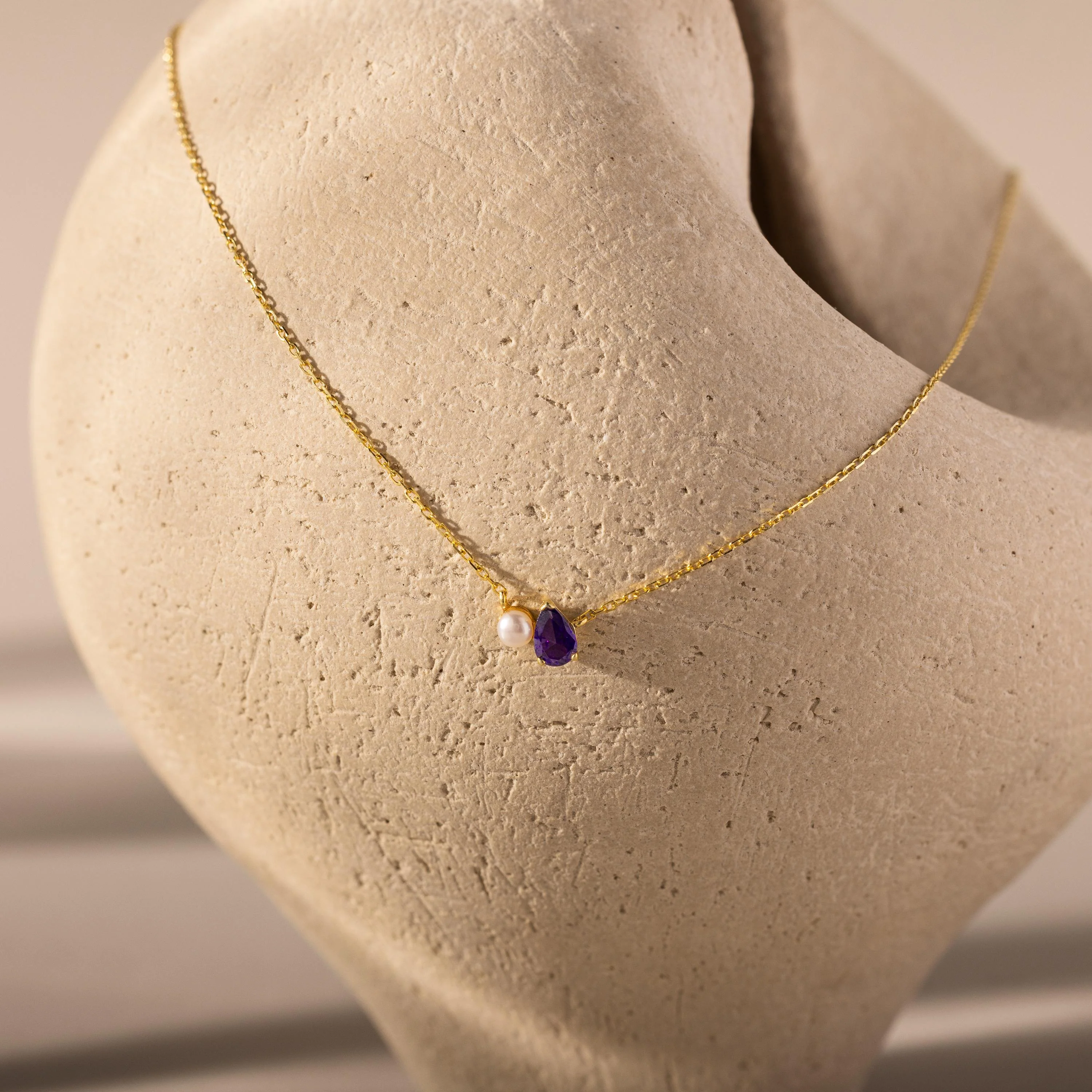 Teardrop Diamond & Pearl Necklace - Image 2