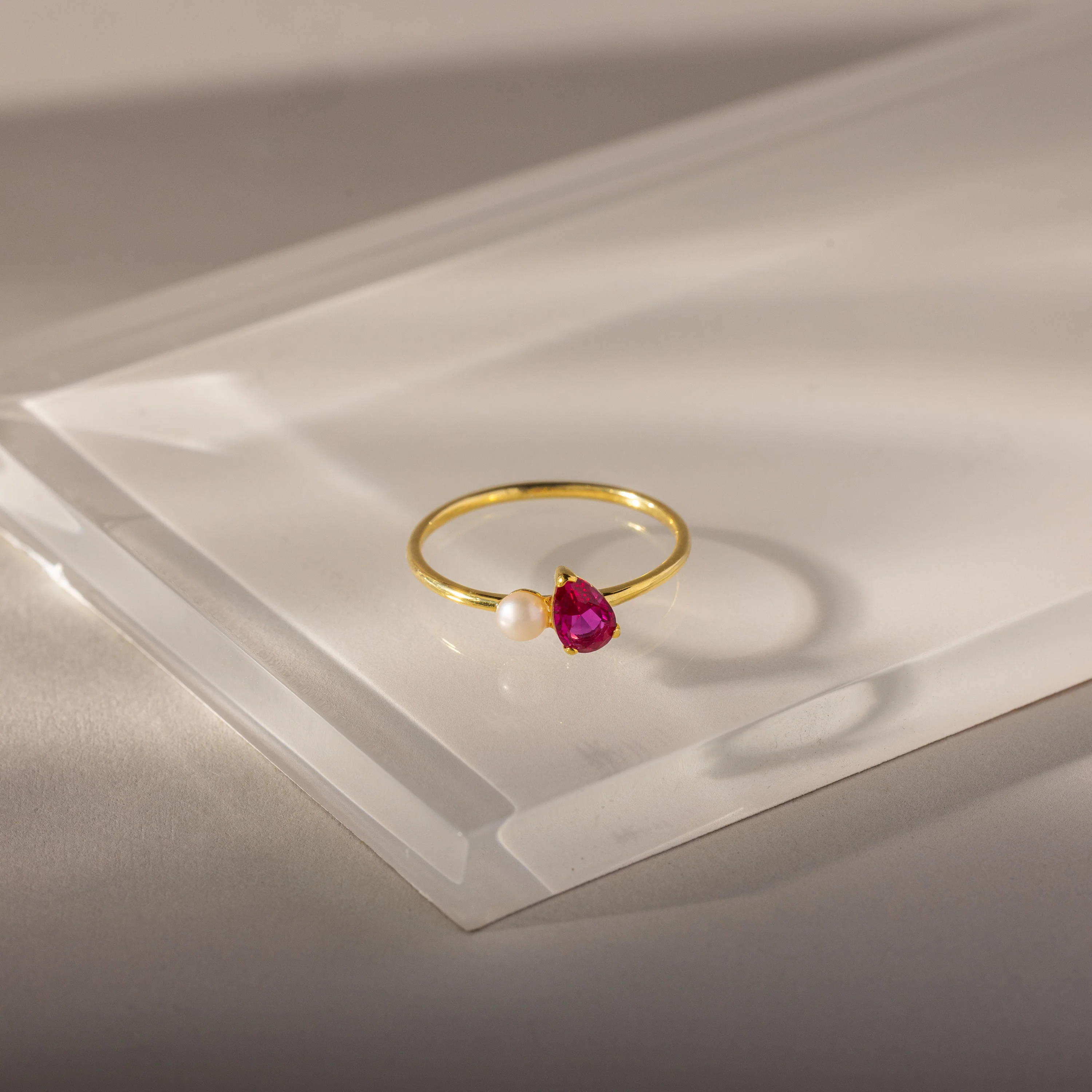 Teardrop Birthstone & Pearl Ring - Image 11