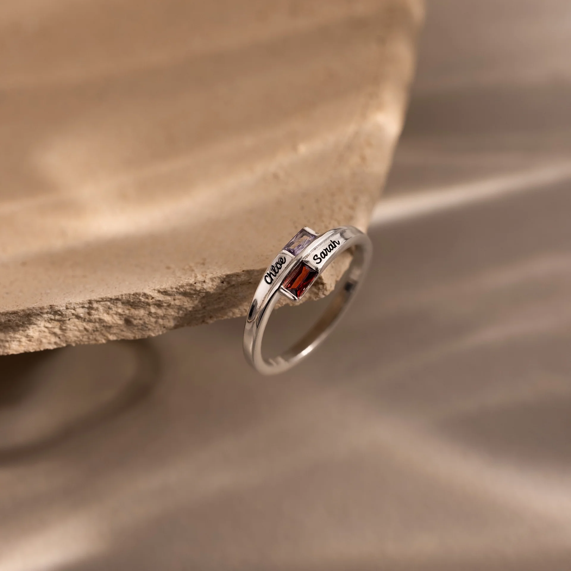 Toi et Moi Baguette Name Ring - Image 3