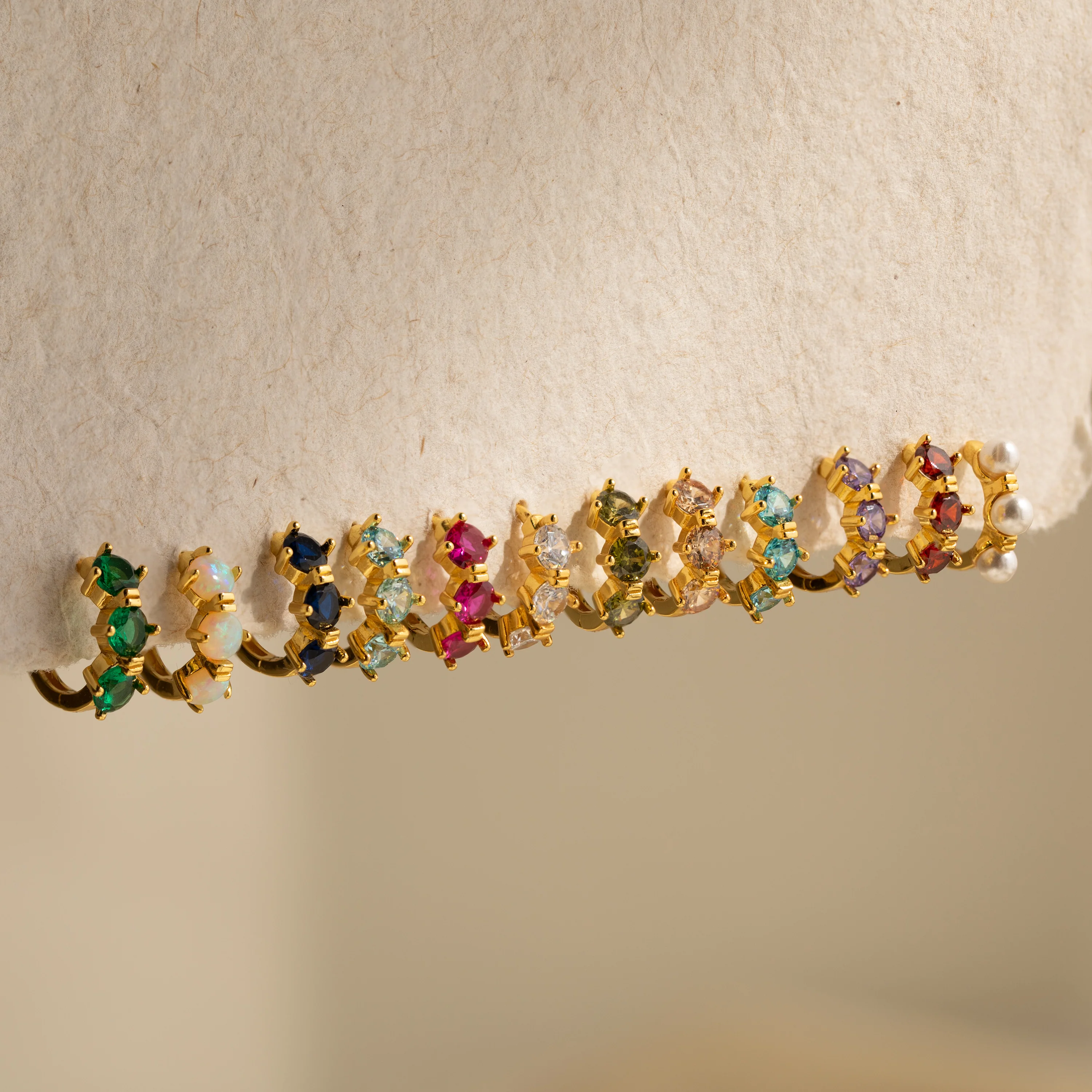 Triple Birthstone Huggies - Image 3