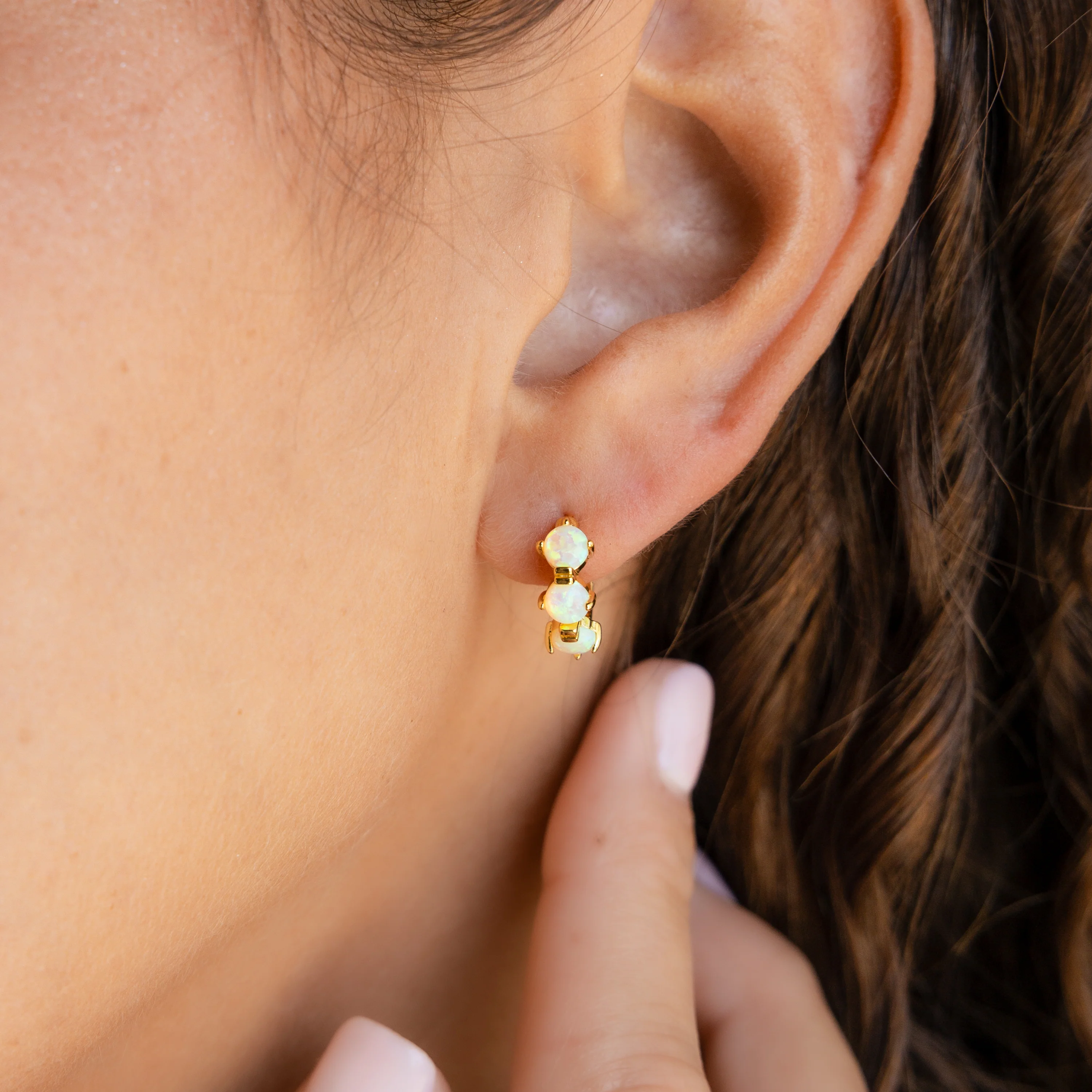 Triple Birthstone Huggies - Image 4