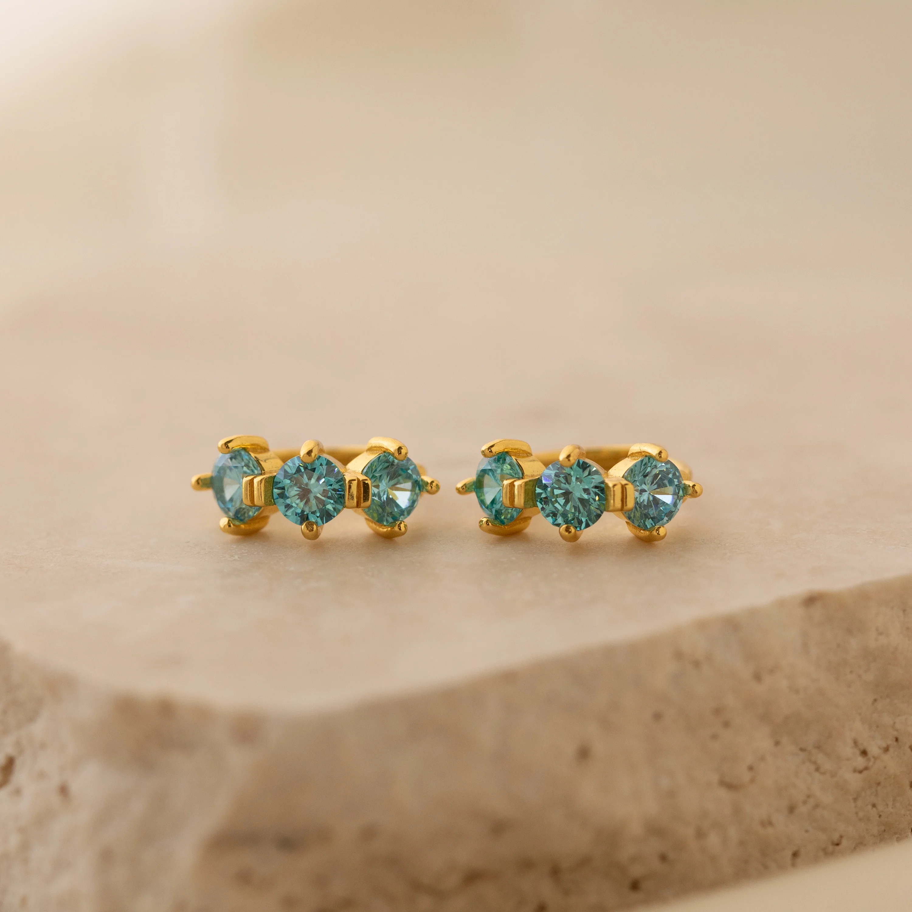 Triple Birthstone Huggies - Image 5