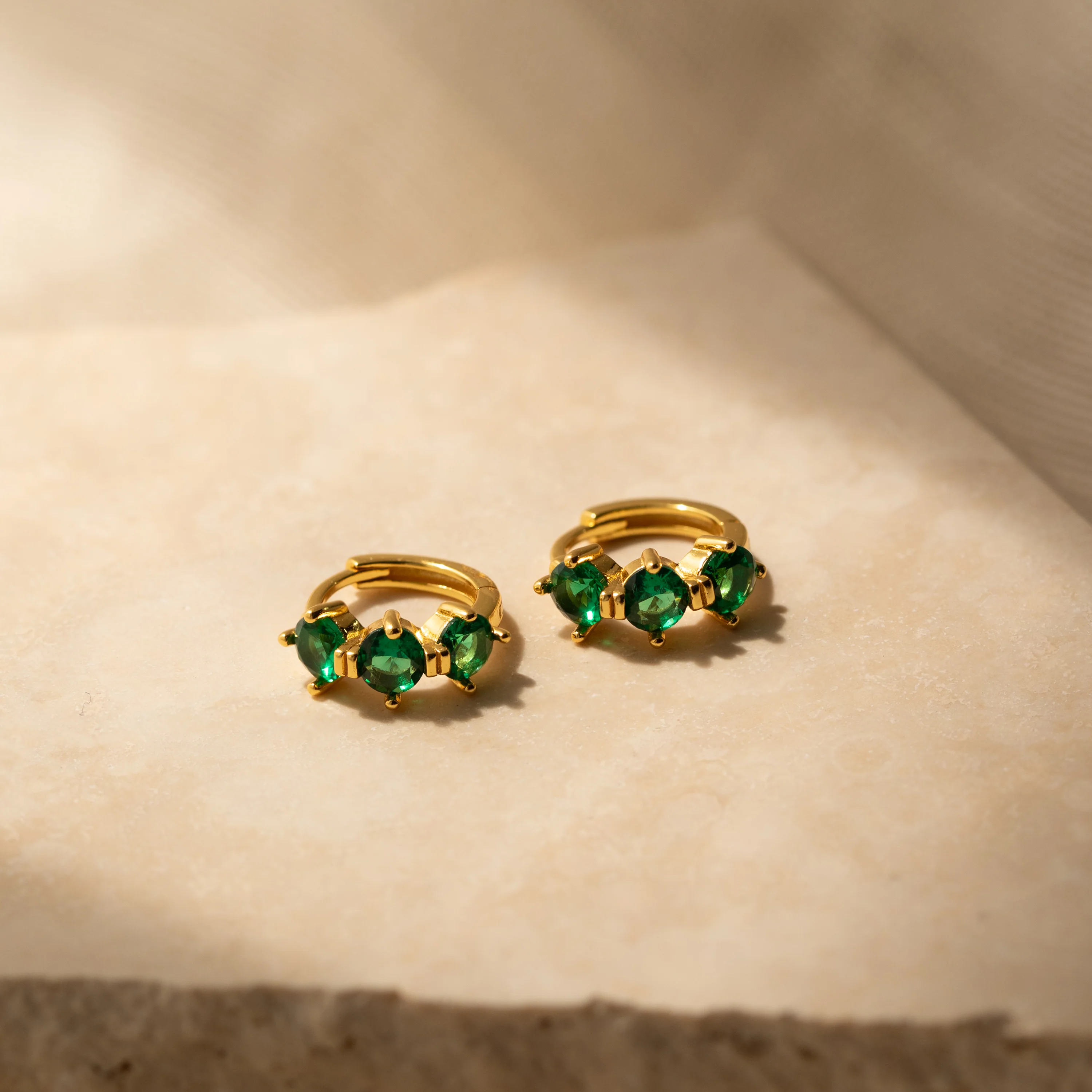 Triple Birthstone Huggies - Image 6