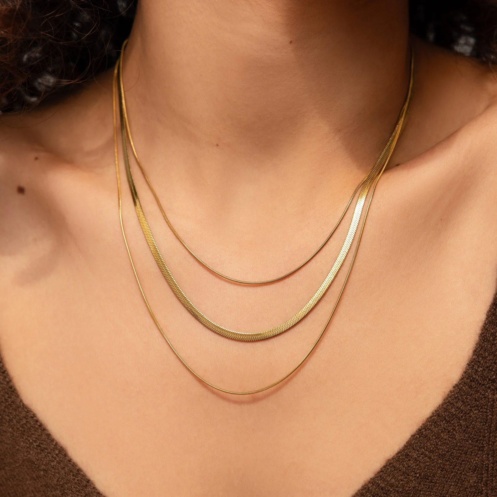 Triple Layered Chain Necklace - Image 2