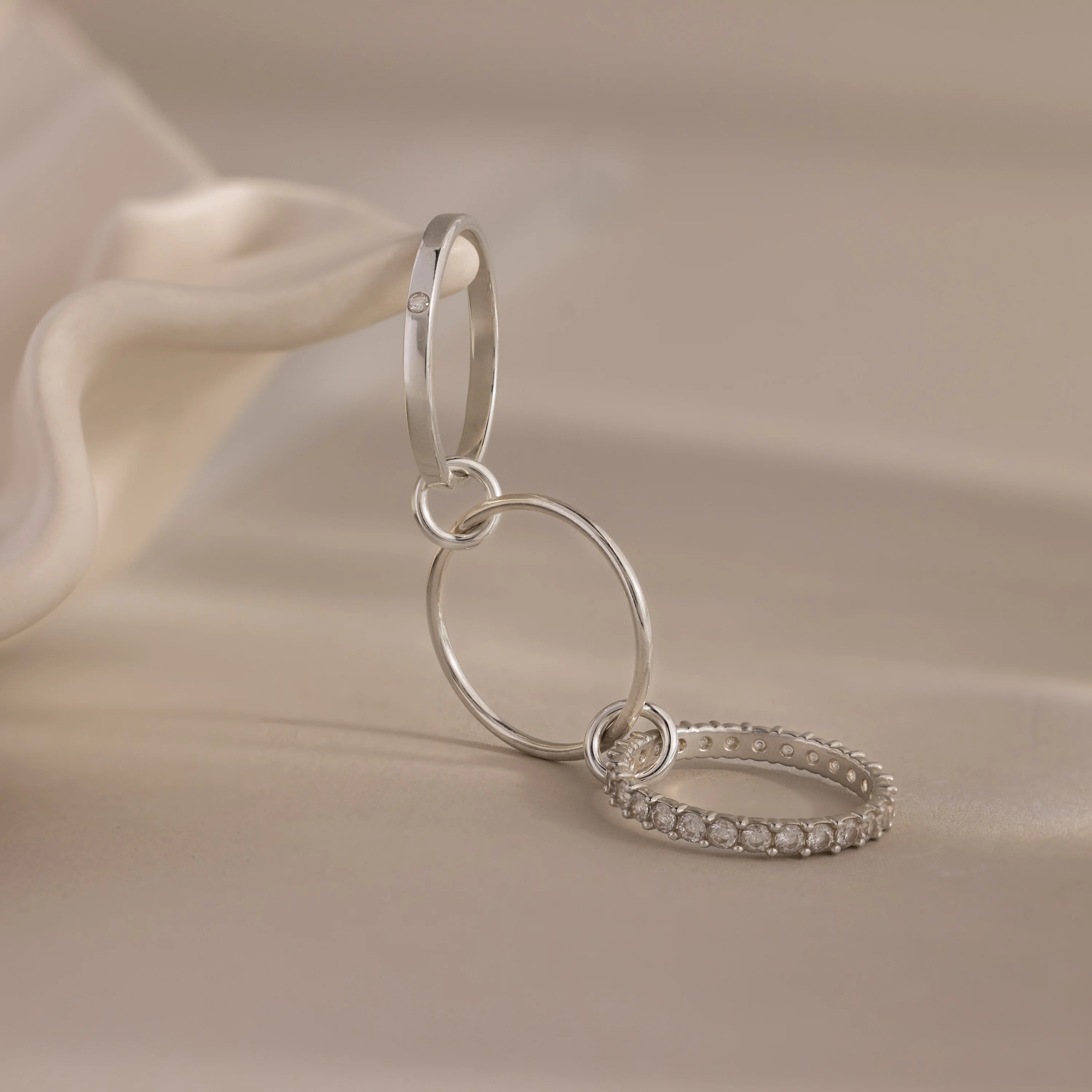 Triple Linked Diamond Ring Set