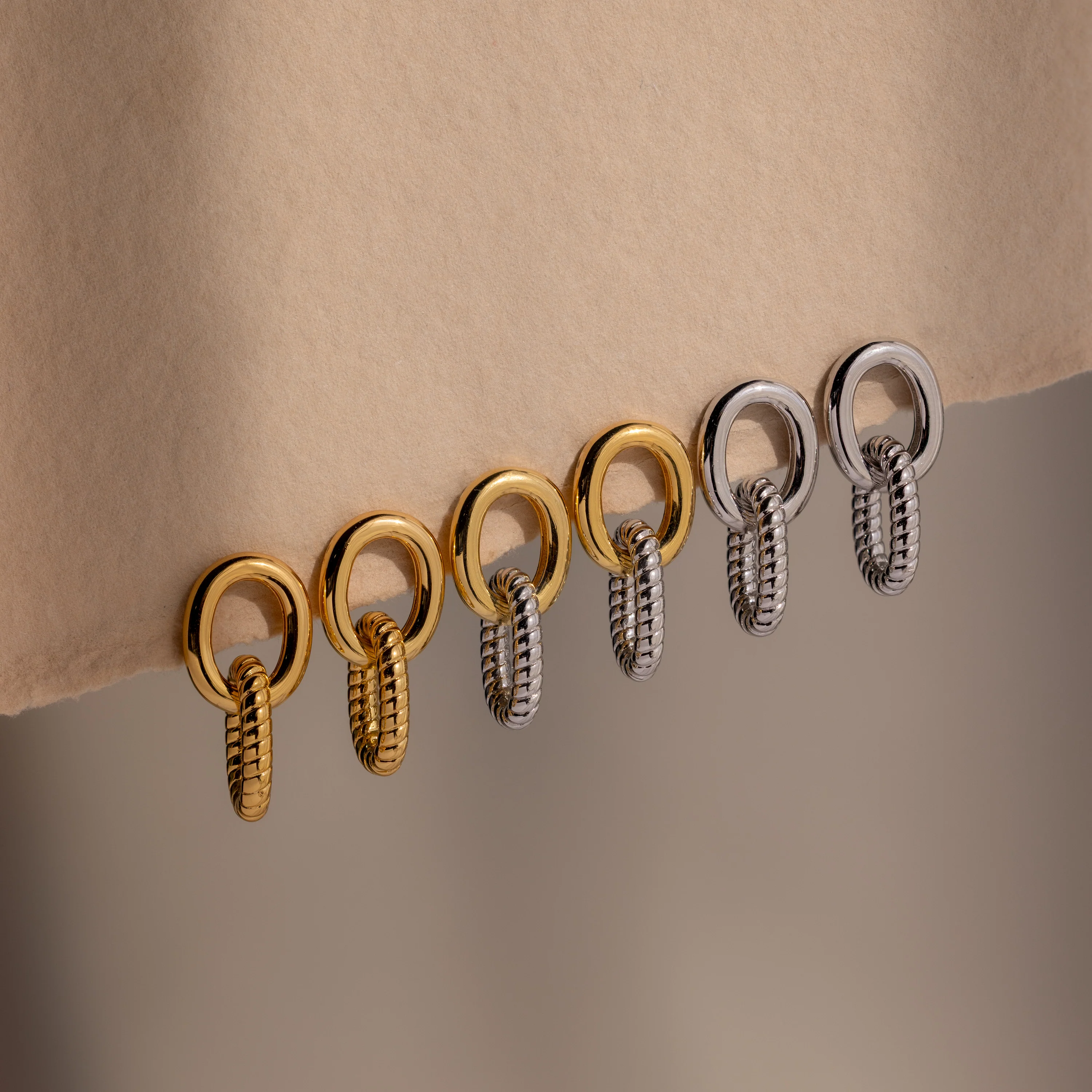Twisted Link Earrings in Silver