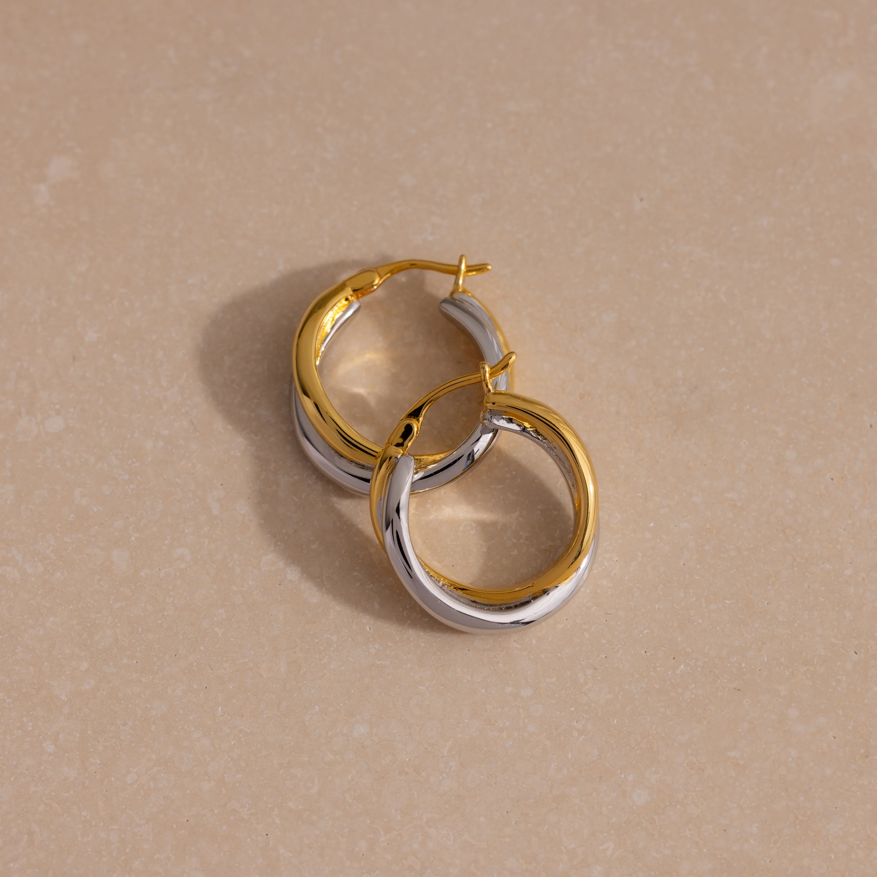 Twisted Mixed Metal Hoops - Image 6