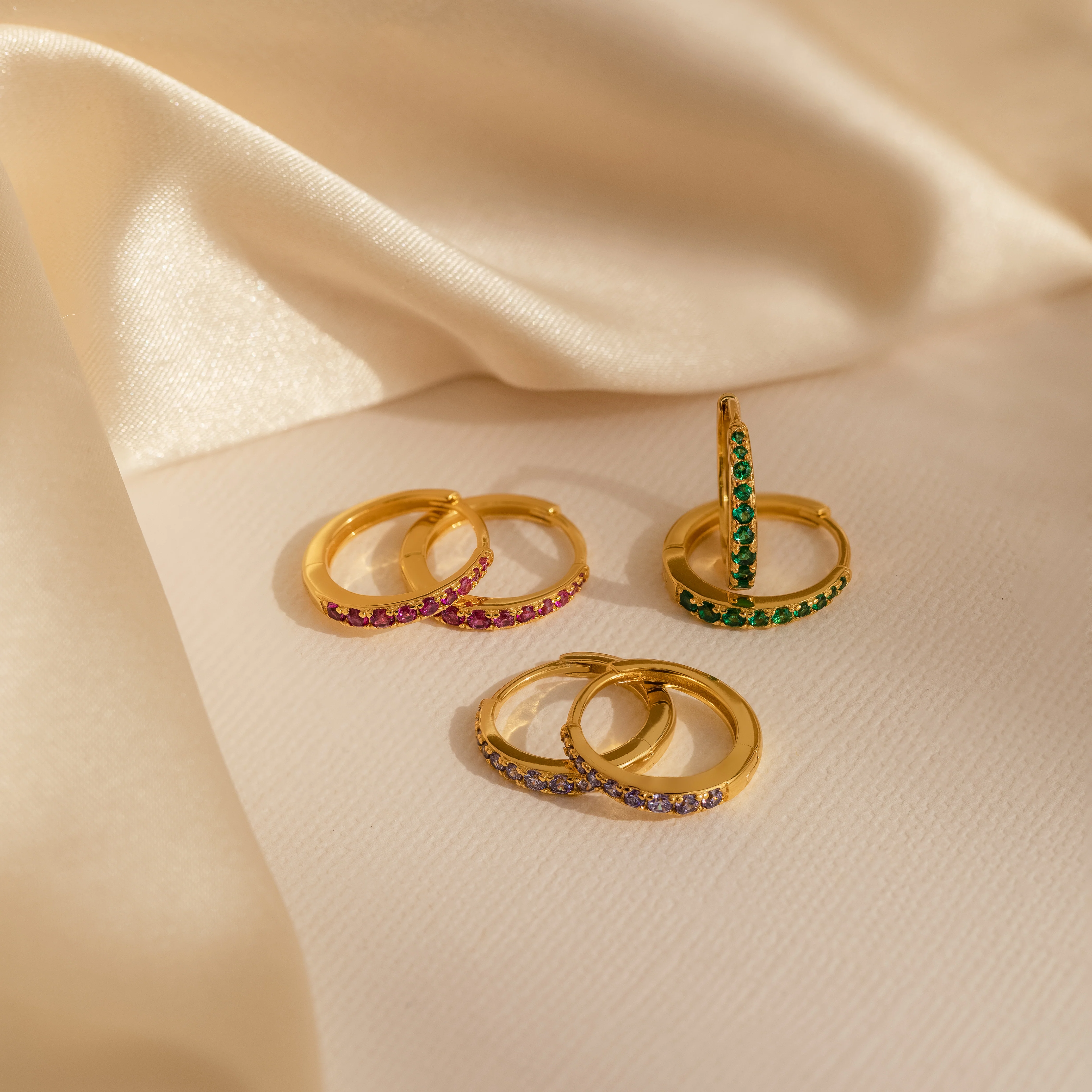 Vera Pave Birthstone Huggies - Image 4