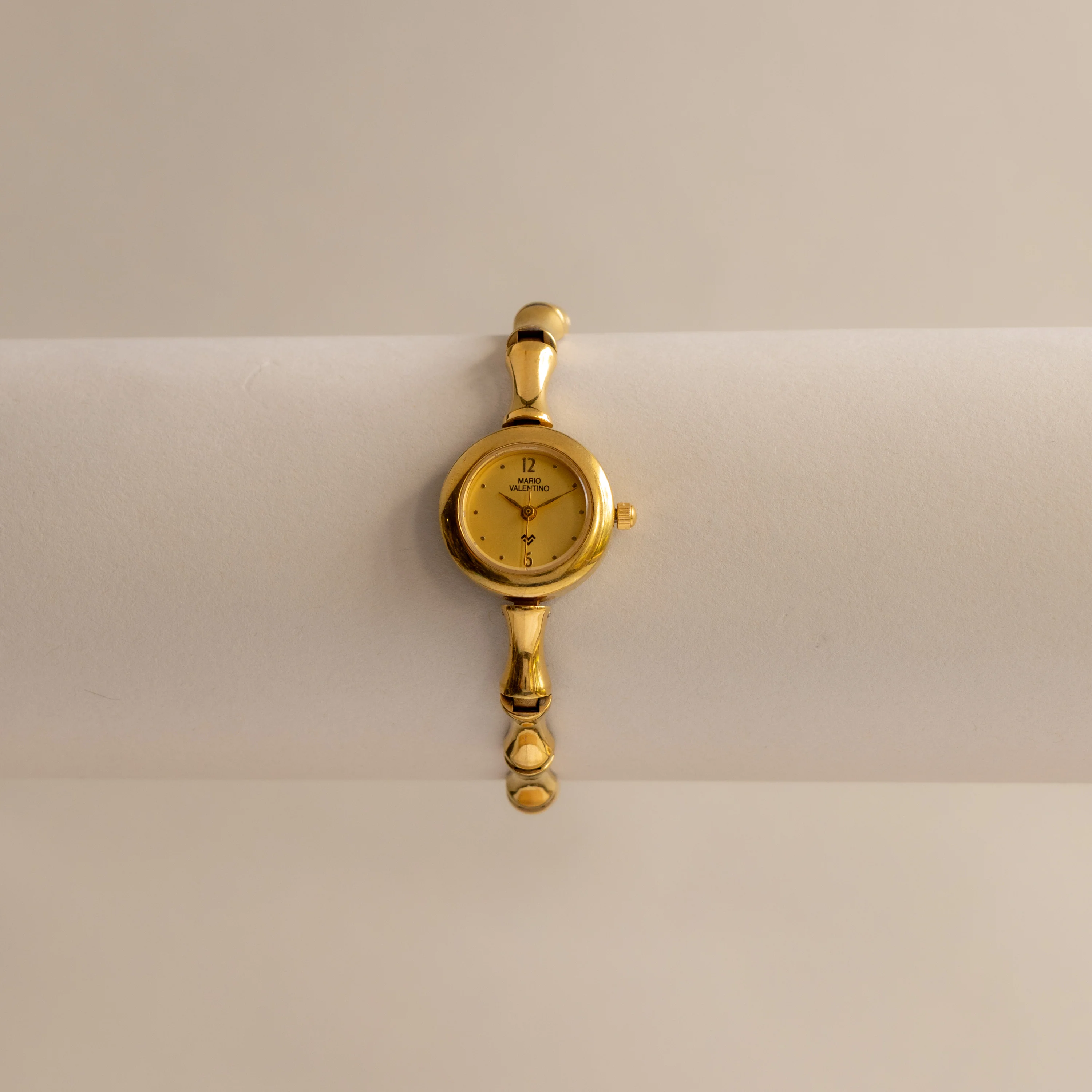 Vintage Mario Valentino Bamboo Link Gold Watch - Image 2