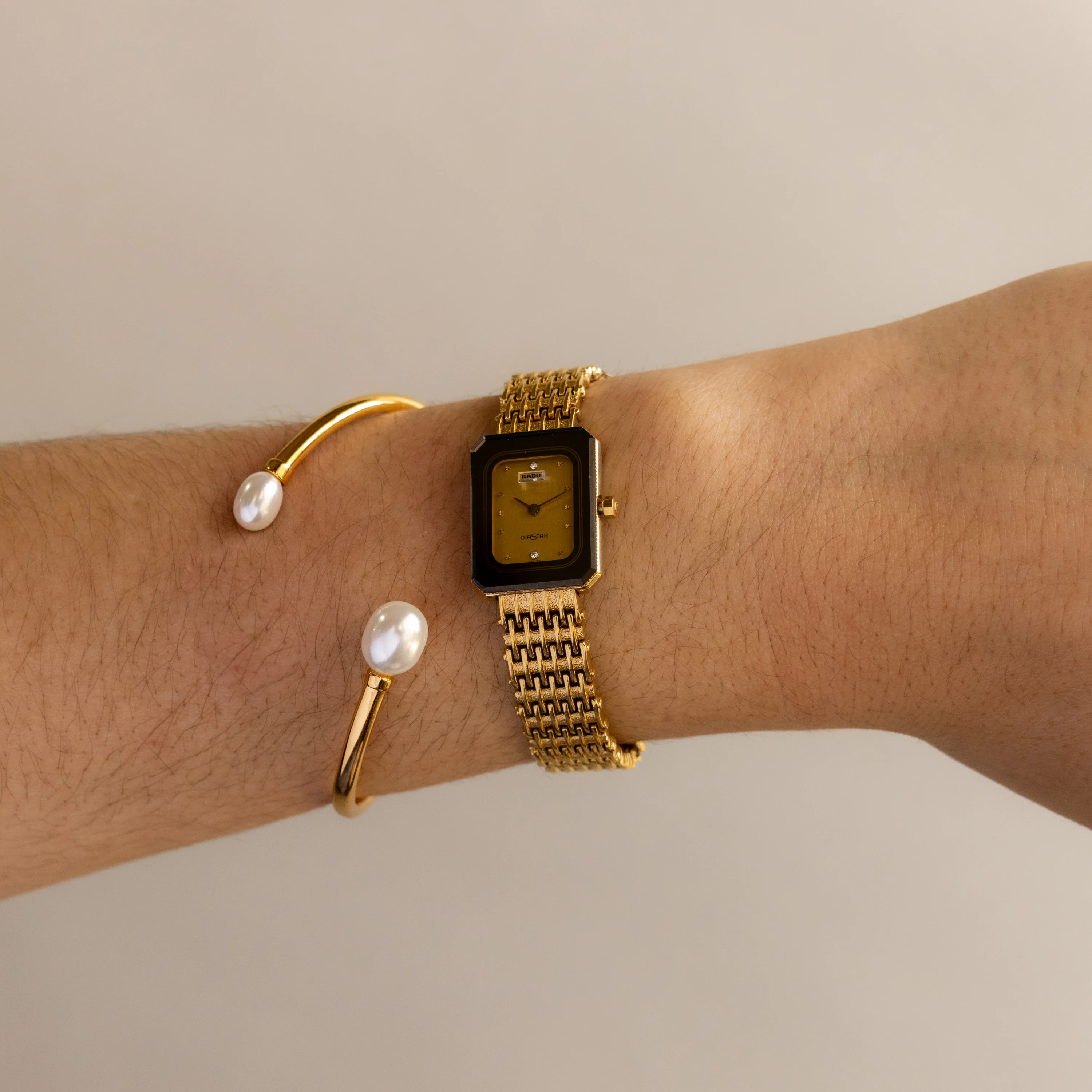 Vintage Rado Swiss Rectangular Gold Watch
